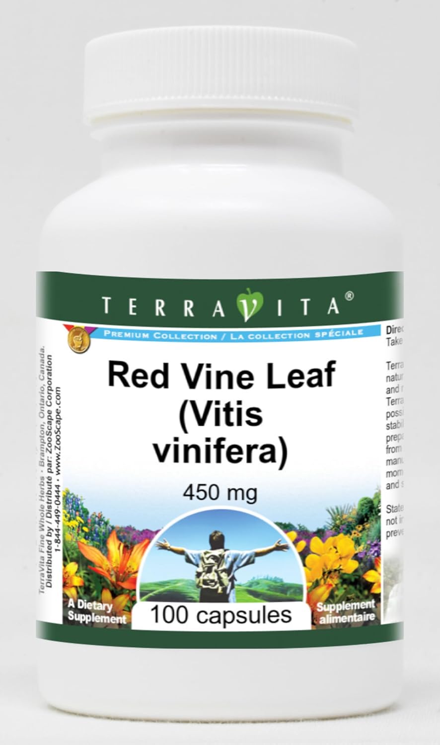 Terravita Red Vine Leaf Capsules 450mg (100ct, ZIN: 511411) - Pack of 3
