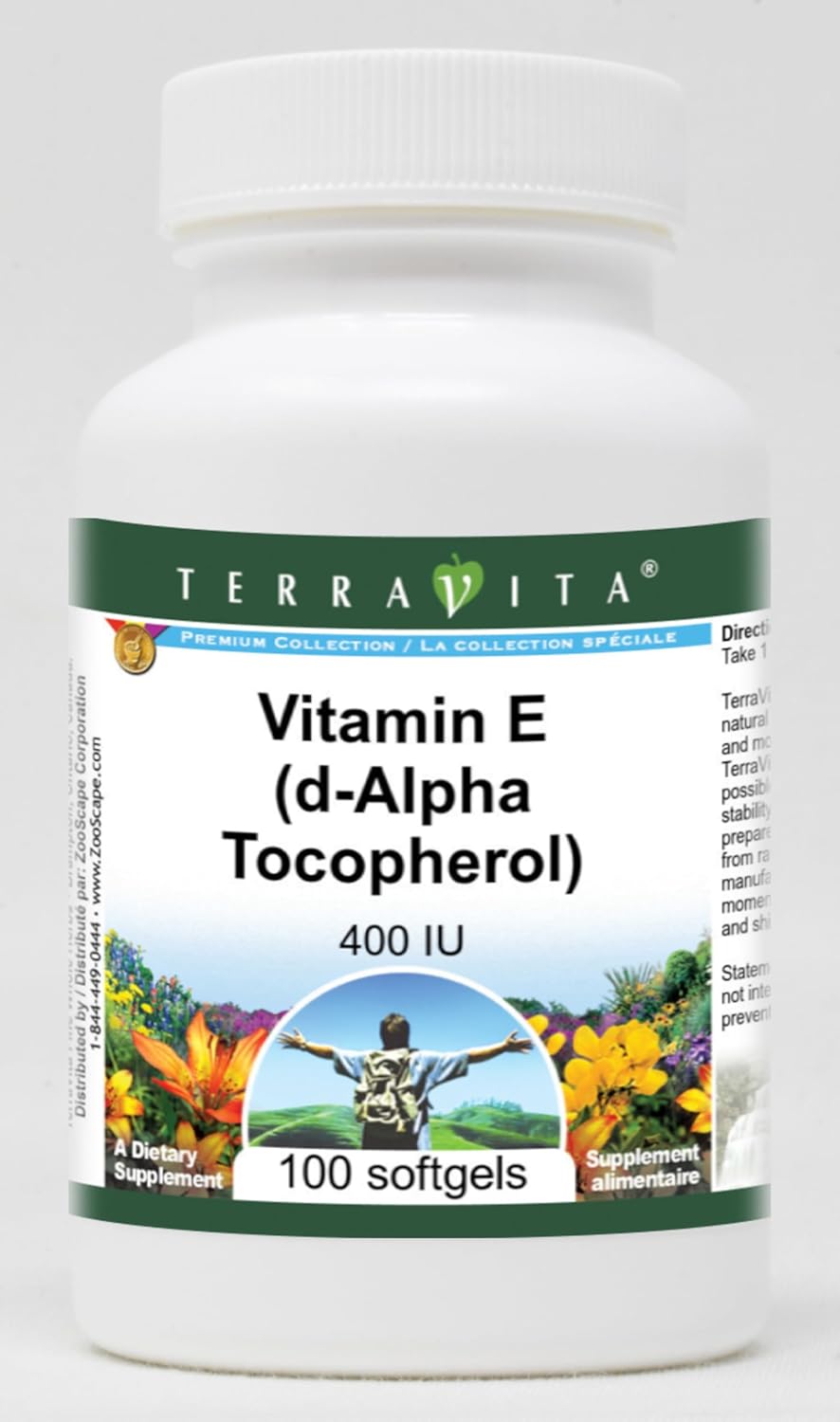 Terravita Vitamin E d-Alpha Tocopherol 400 IU Softgels 100 Count (3 Pack) - ZIN 428181