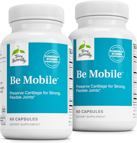 Terry Naturally Be Mobile Capsules - Pack of 2, 60 Capsules Each - Type II Collagen, Glucosamine, Chondroitin, Hyaluronic Acid, Boswellia - Non-GMO, Gluten Free - 40 Servings