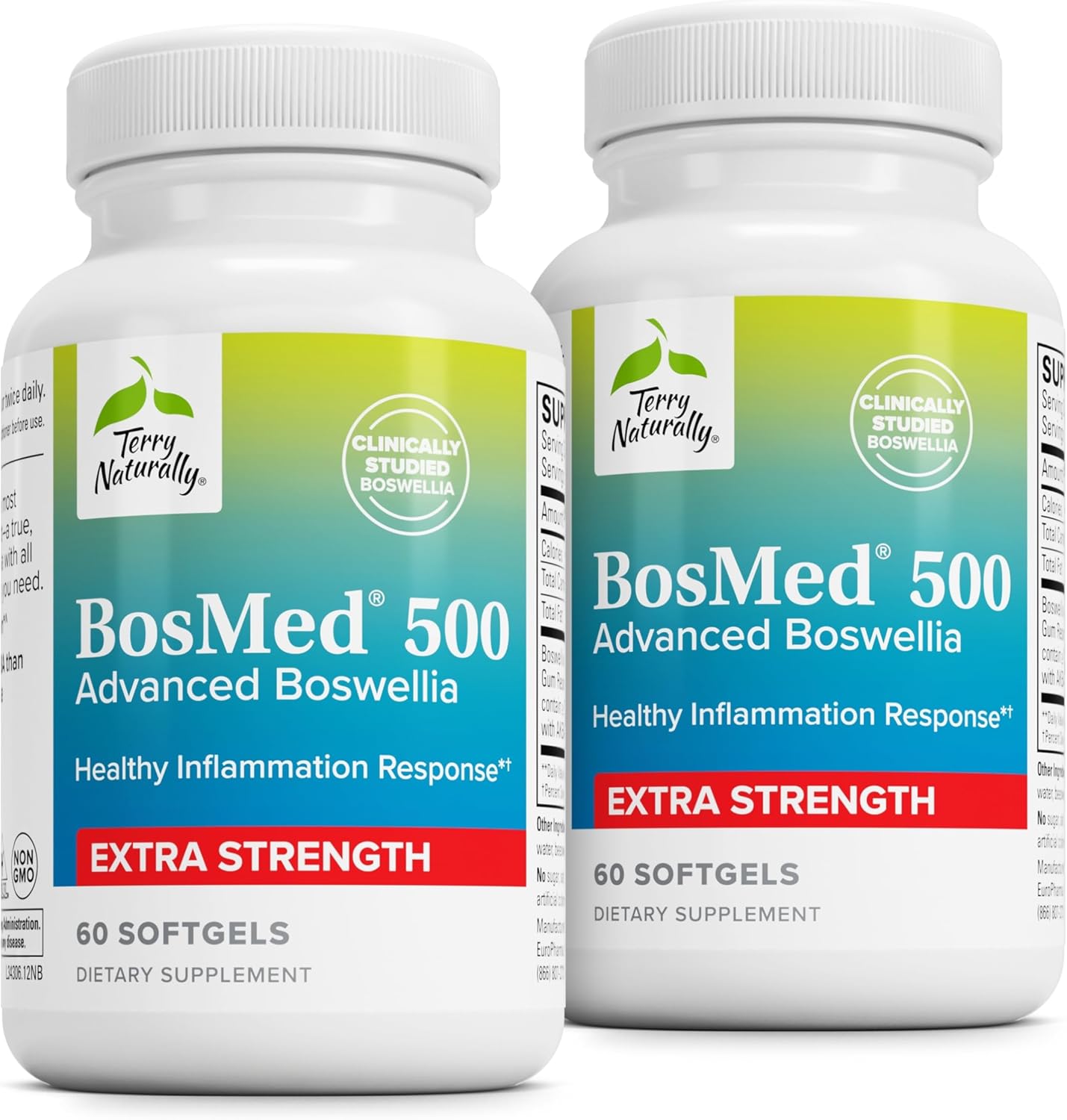 Terry Naturally BosMed 500 Softgels (2 Pack) - 500mg Boswellia Supplement for Healthy Inflammation Response - Non-GMO, Gluten-Free - 60 Servings