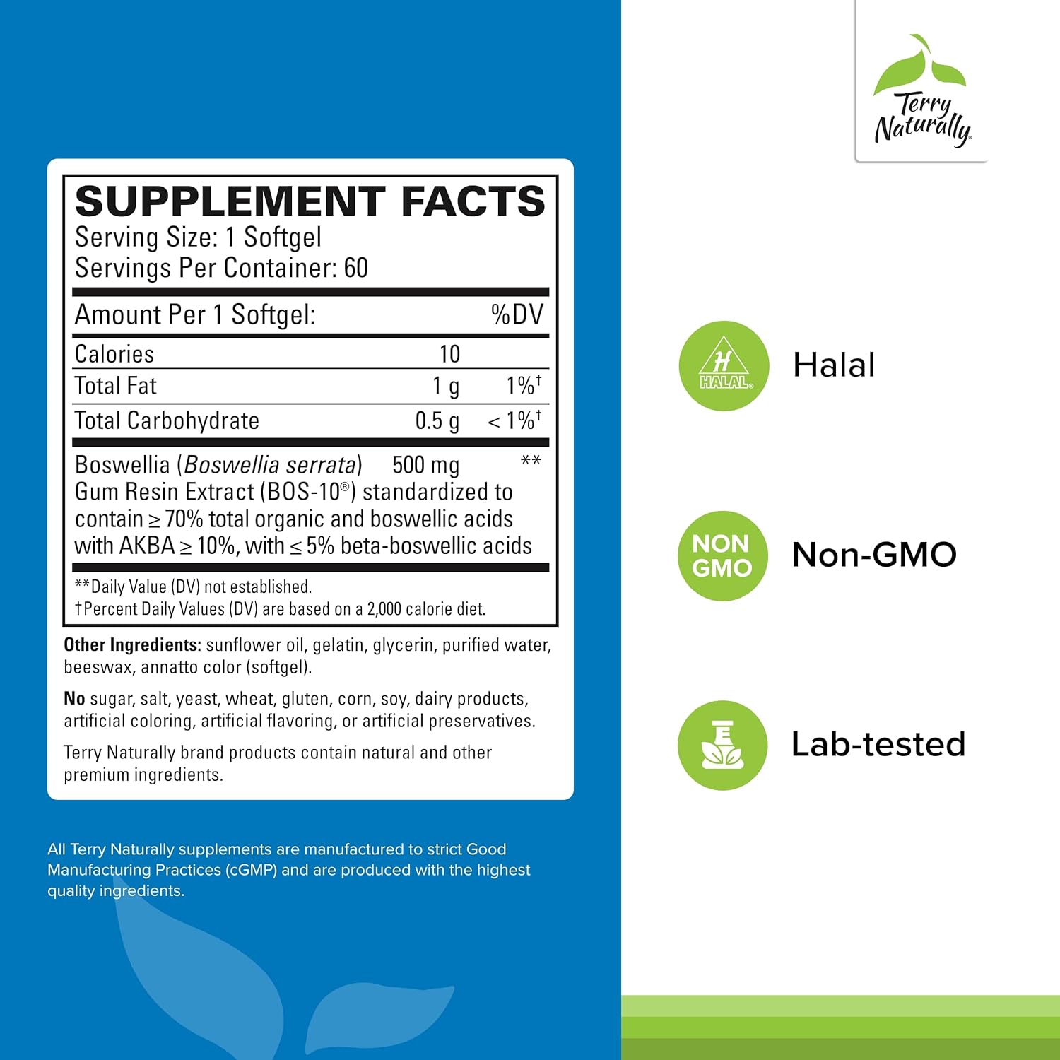 Terry Naturally BosMed 500 Softgels (2 Pack) - 500mg Boswellia Supplement for Healthy Inflammation Response - Non-GMO, Gluten-Free - 60 Servings