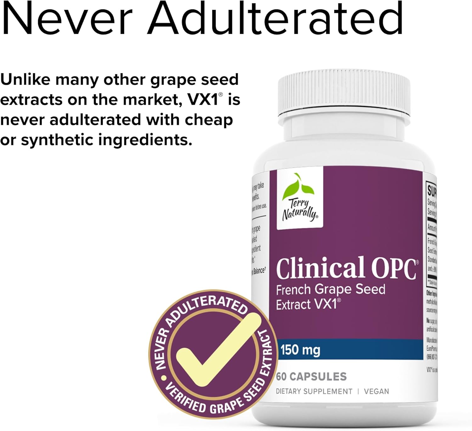 Terry Naturally Clinical OPC Softgels - Cardiovascular & Focus Support Supplement with Grape Seed Extract & Sunflower Lecithin - Immune Boost - 150mg, 120 Softgels