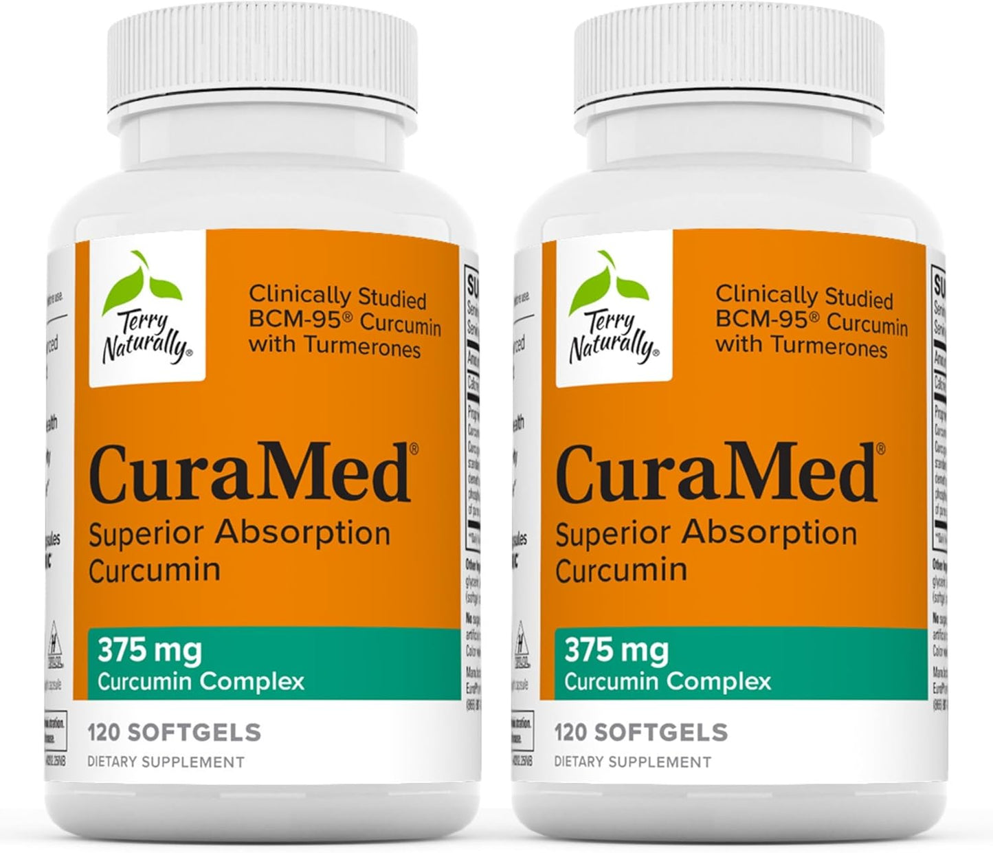 Terry Naturally CuraMed 375mg Softgels - Antioxidant Brain & Immune Health Support with Curcumin & Turmeric - Herbal Liver Support - 240 Softgels