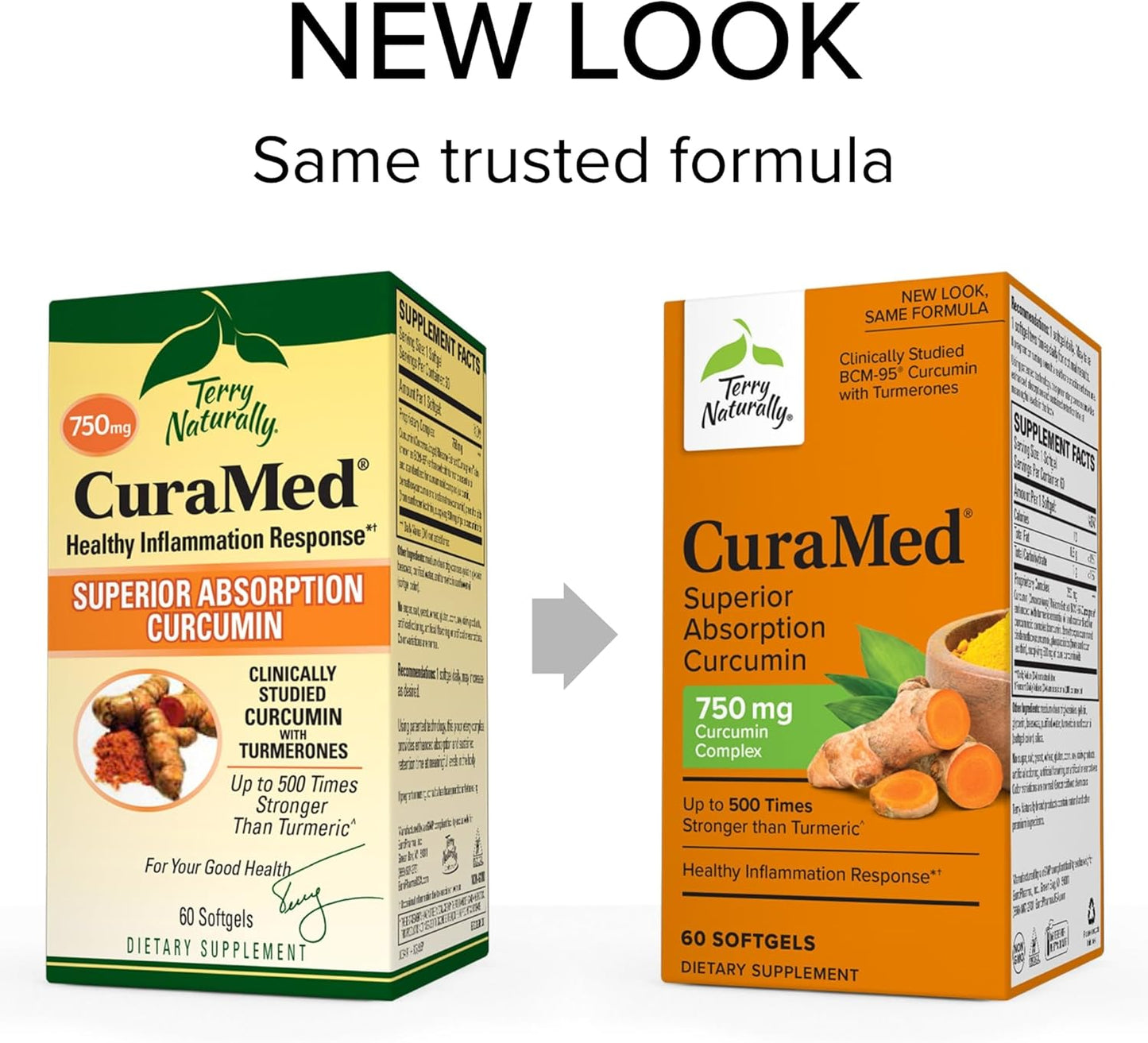 Terry Naturally CuraMed 750mg Softgels - High-Potency Curcumin Complex for Brain, Heart, Kidney, Liver & Immune Health - Pack of 180