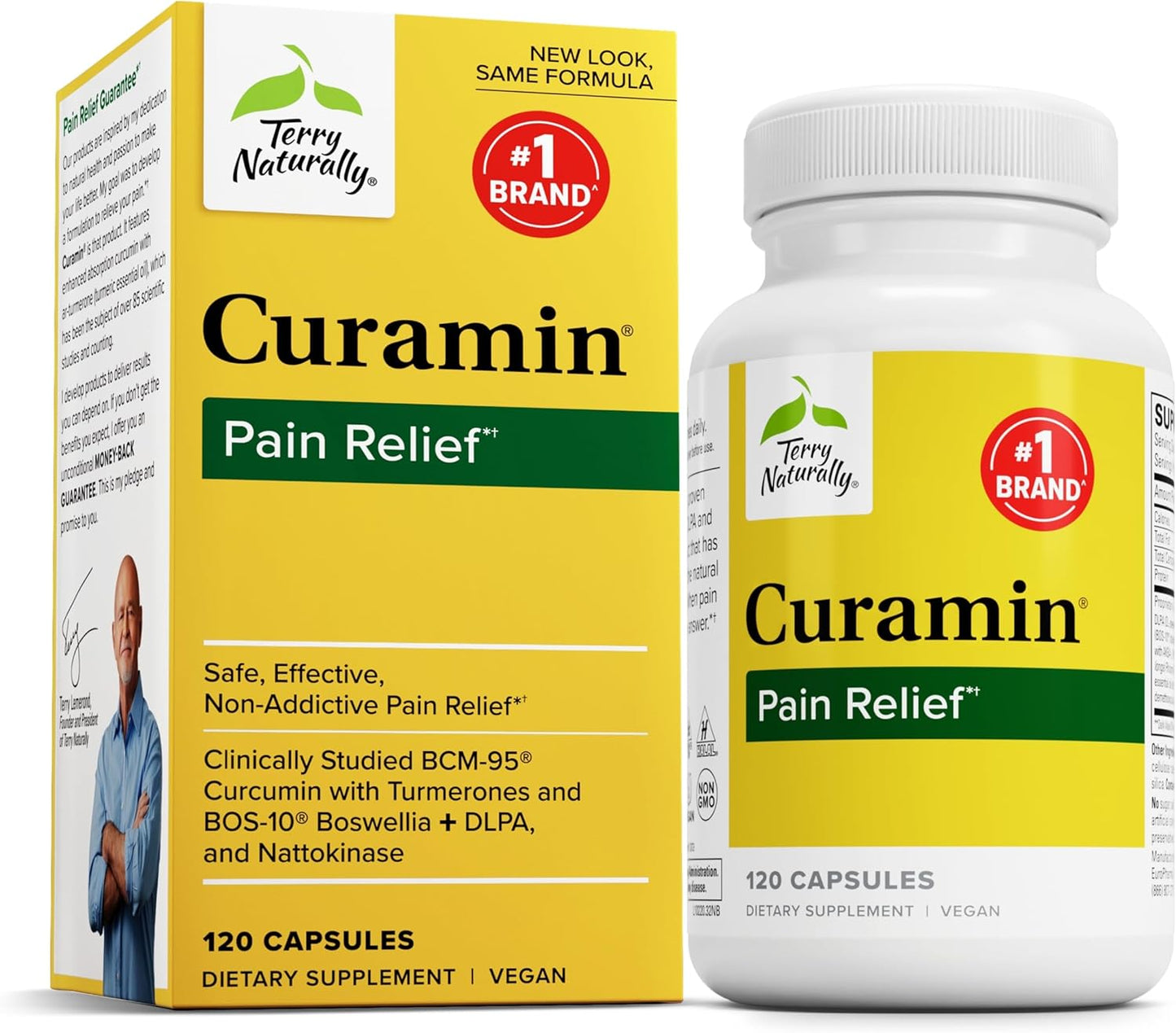 Terry Naturally Curamin Capsules - Natural Pain Relief Supplement with Curcumin & Boswellia - Non-GMO, Vegan, Gluten Free - 40 Servings