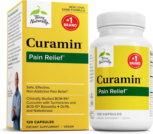 Terry Naturally Curamin Capsules - Natural Pain Relief Supplement with Curcumin & Boswellia - Non-GMO, Vegan, Gluten Free - 40 Servings