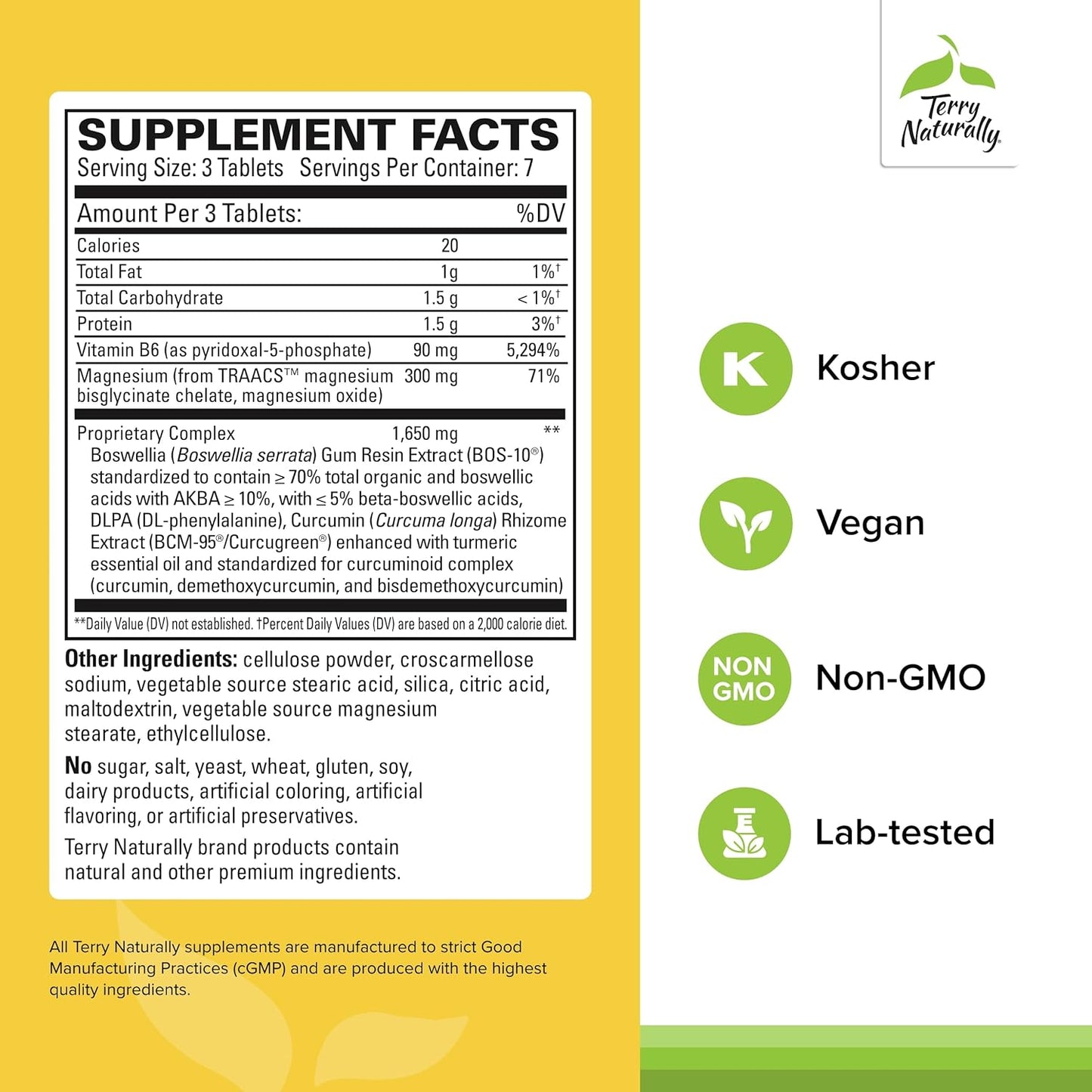 Terry Naturally Curamin Headache Tablets - Travel Size with Curcumin & Boswellia - Non-GMO, Vegan, Gluten Free - 7 Servings