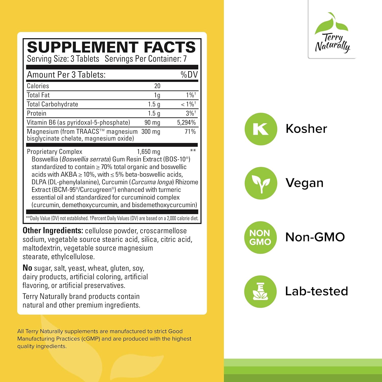 Terry Naturally Curamin Headache Tablets - Travel Size with Curcumin & Boswellia - Non-GMO, Vegan, Gluten Free - 7 Servings