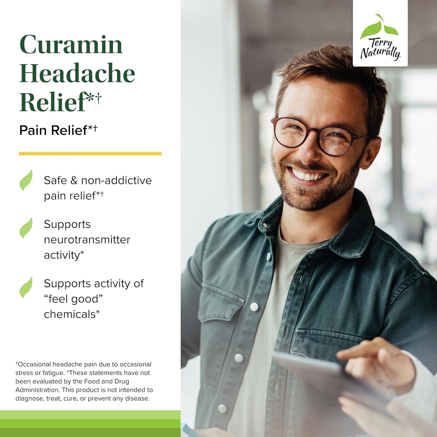 Terry Naturally Curamin Headache Tablets - Travel Size with Curcumin & Boswellia - Non-GMO, Vegan, Gluten Free - 7 Servings