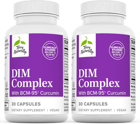 Terry Naturally DIM Complex Capsules - Pack of 2 - Hormone Balance Support with BCM-95 Curcumin - Non-GMO, Vegan, Gluten Free - 60 Servings
