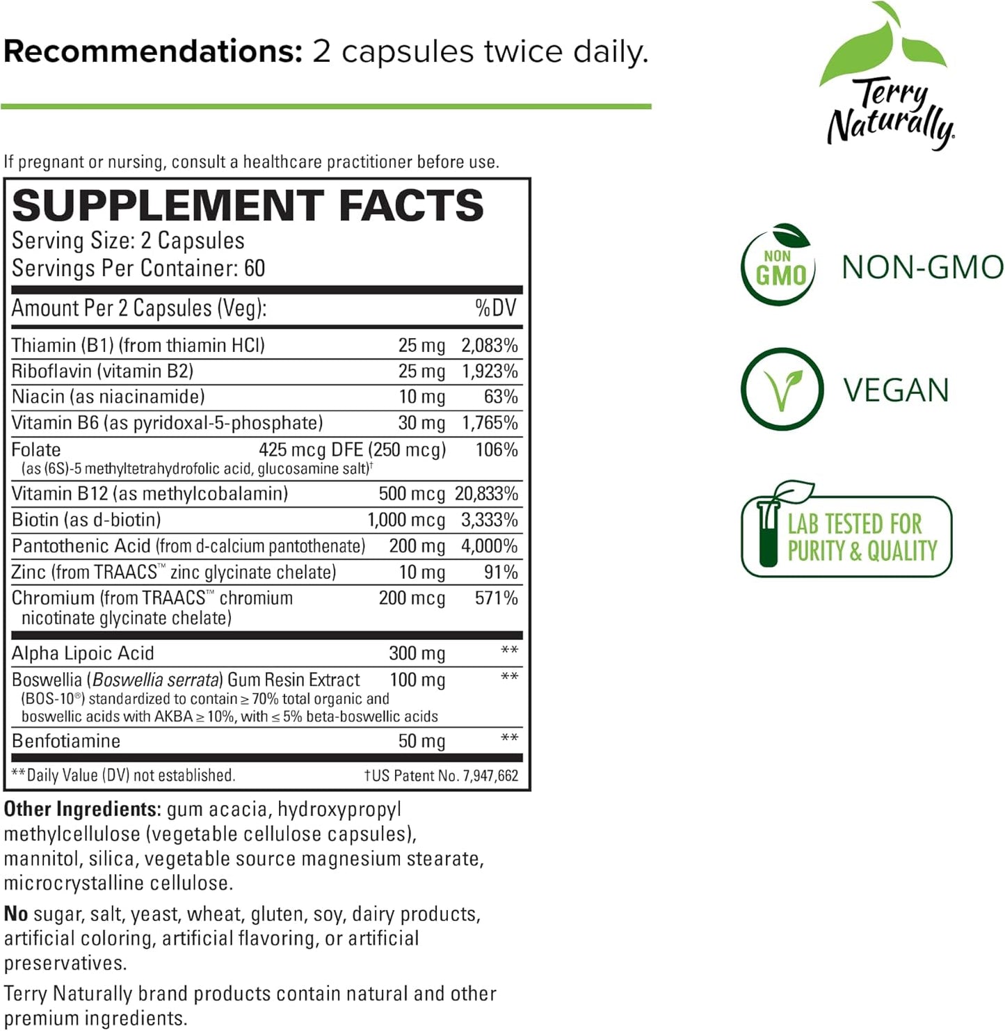 Terry Naturally Healthy Feet & Nerves Capsules - 240 Count, Supports Nerve Function in Feet, Legs, Fingers & Hands - Non-GMO, Vegan, Gluten Free