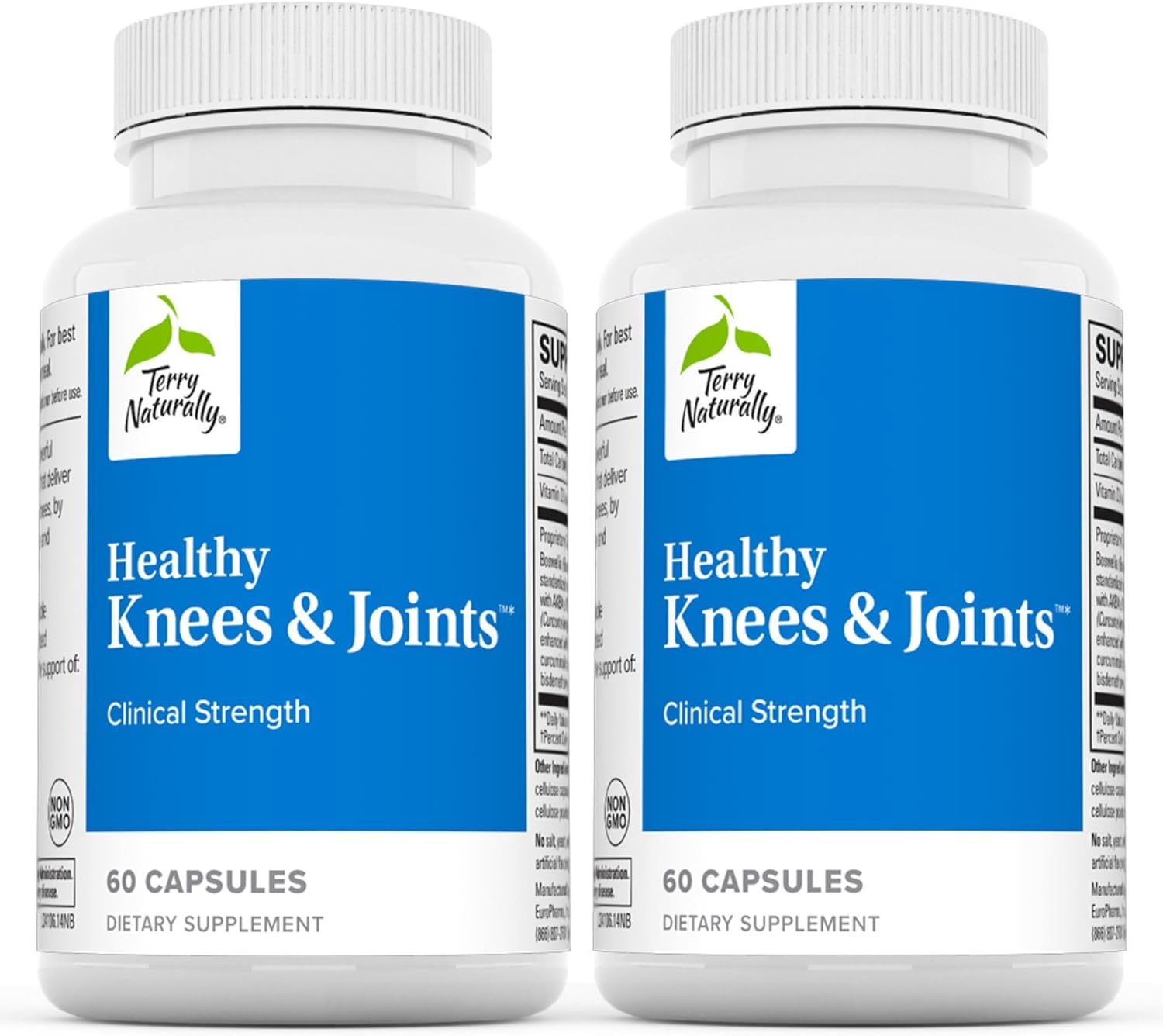 Terry Naturally Healthy Knees & Joints Capsules - 60 Count, 2 Pack - Curcumin & Boswellia Complex - Supports Flexibility, Mobility, Strength - Gluten Free - 40 Servings