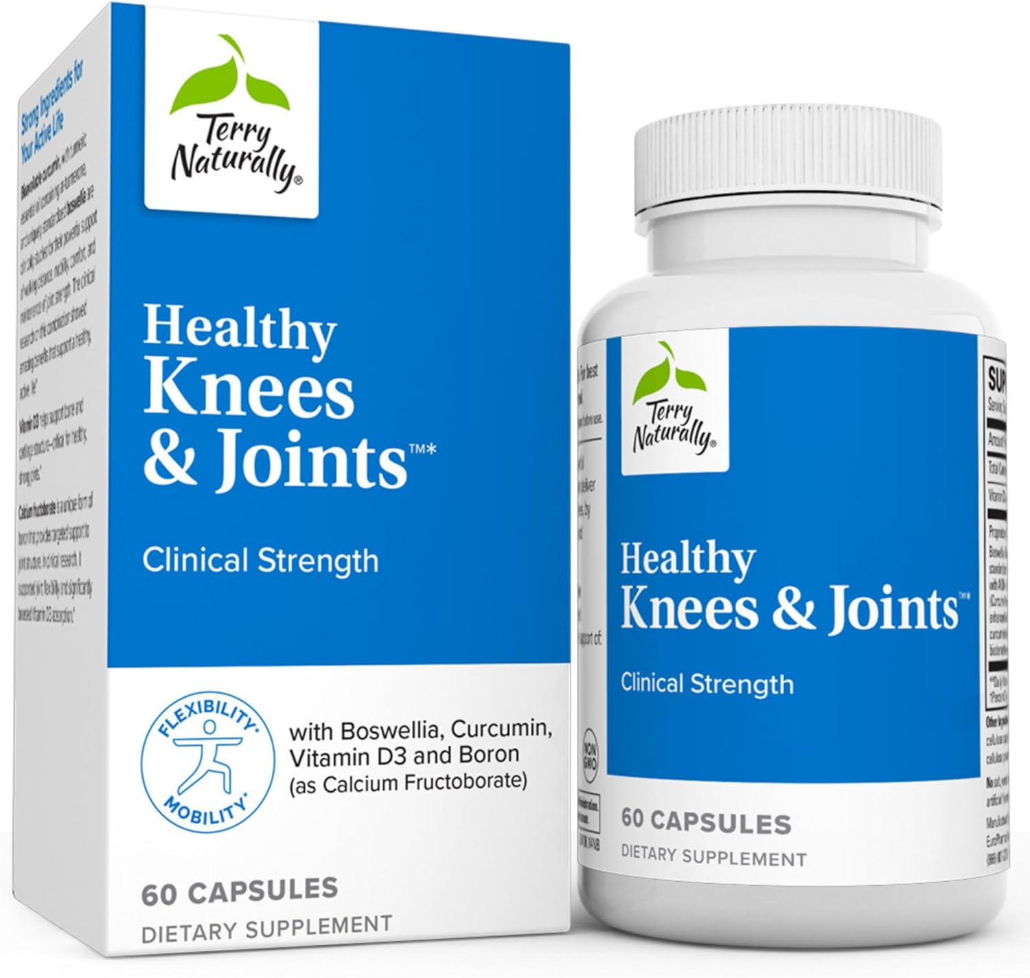 Terry Naturally Healthy Knees & Joints Supplement for Bone and Joint Health - Supports Flexibility and Mobility - 60 Capsules