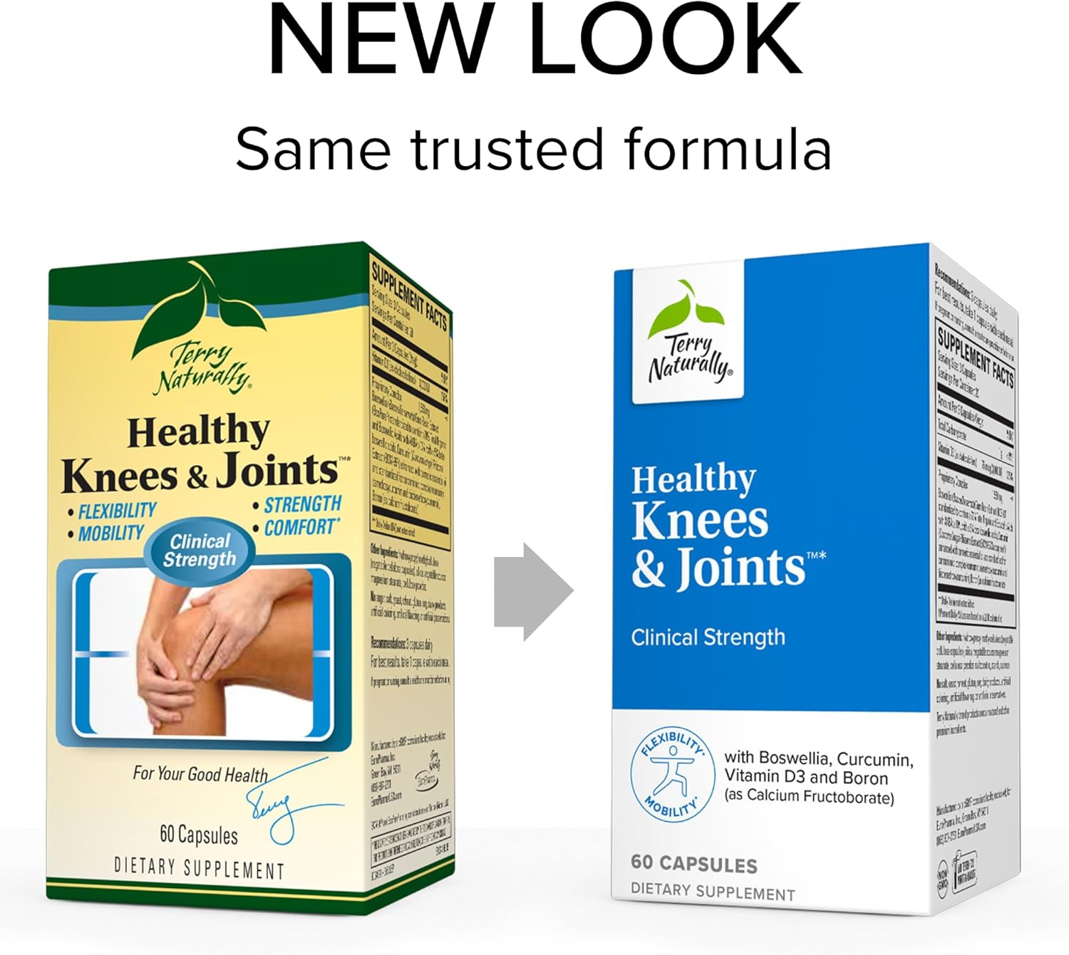 Terry Naturally Healthy Knees & Joints Supplement for Bone and Joint Health - Supports Flexibility and Mobility - 60 Capsules
