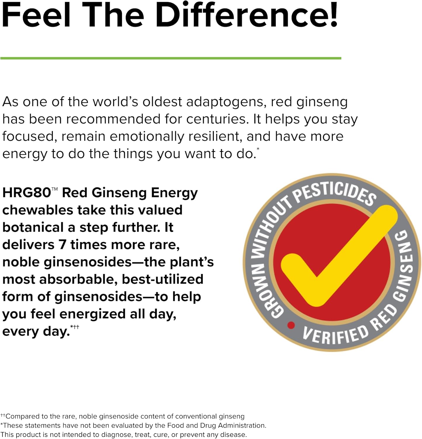 Terry Naturally HRG80 Red Ginseng Energy Chewable Tablets - Supports Healthy Energy, Focus & Endurance - Vegan Herbal Supplement with Korean Red Ginseng Root Powder - 30 Tablets