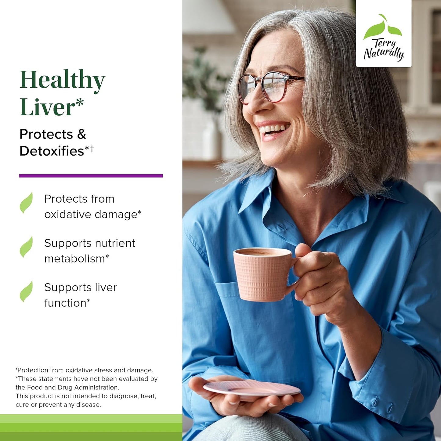 Terry Naturally Liver Support Capsules - 60 Count - Milk Thistle, Andrographis, Grape Seed Extract - Non-GMO, Vegan - 60 Servings