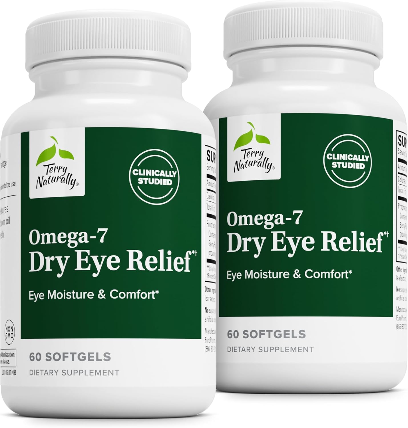 Terry Naturally Omega-7 Dry Eye Relief Softgels - Eye Health Supplement with Buckthorn Seed Oil - Pack of 120 Softgels for Dry Eye Relief