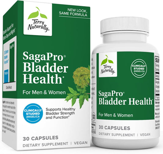 Terry Naturally SagaPro Bladder Health Capsules - Supports Bladder Strength & Function - Non-GMO, Vegan, Gluten Free - 30 Servings