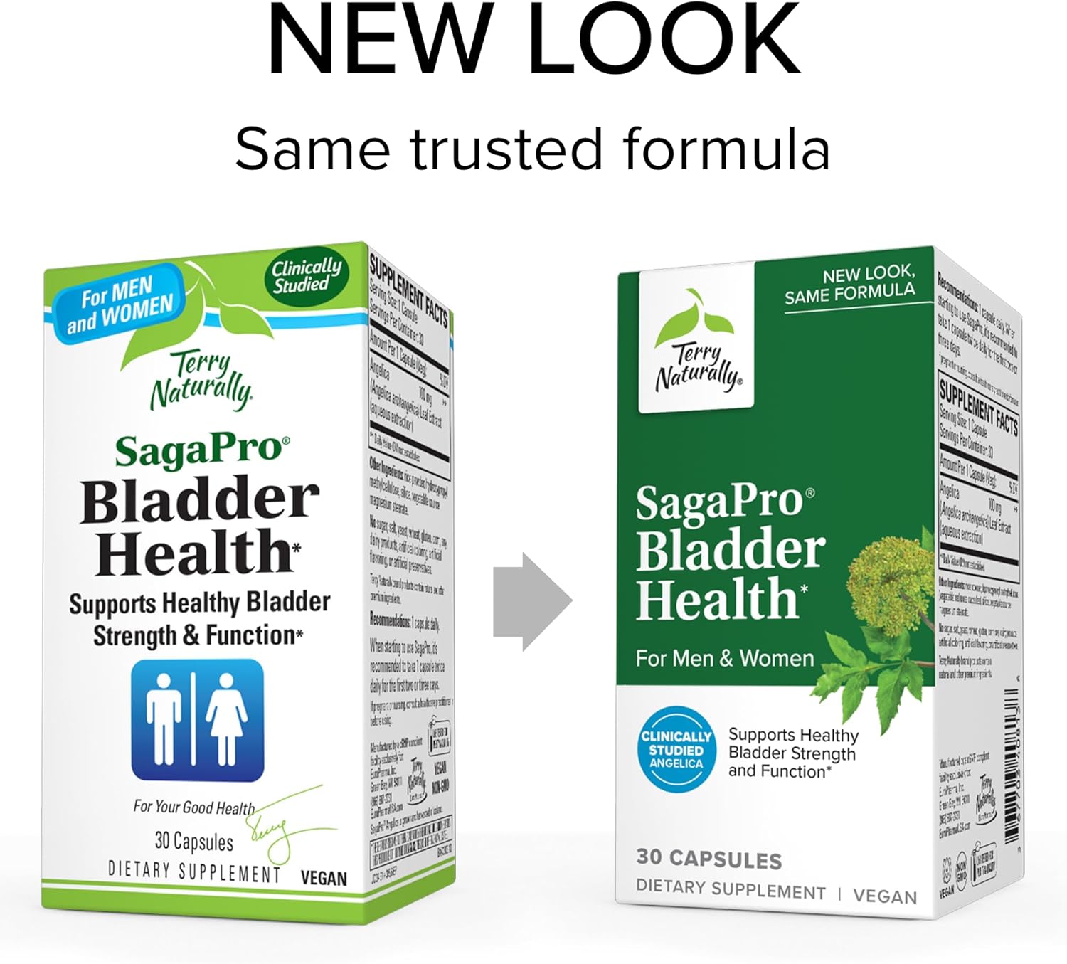 Terry Naturally SagaPro Bladder Health Capsules - Supports Bladder Strength & Function - Non-GMO, Vegan, Gluten Free - 30 Servings