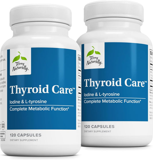 Terry Naturally Thyroid Care: Immune & Energy Support - Iodine Supplement for Thyroid Health - L-Tyrosine Wellness - 240 Capsules