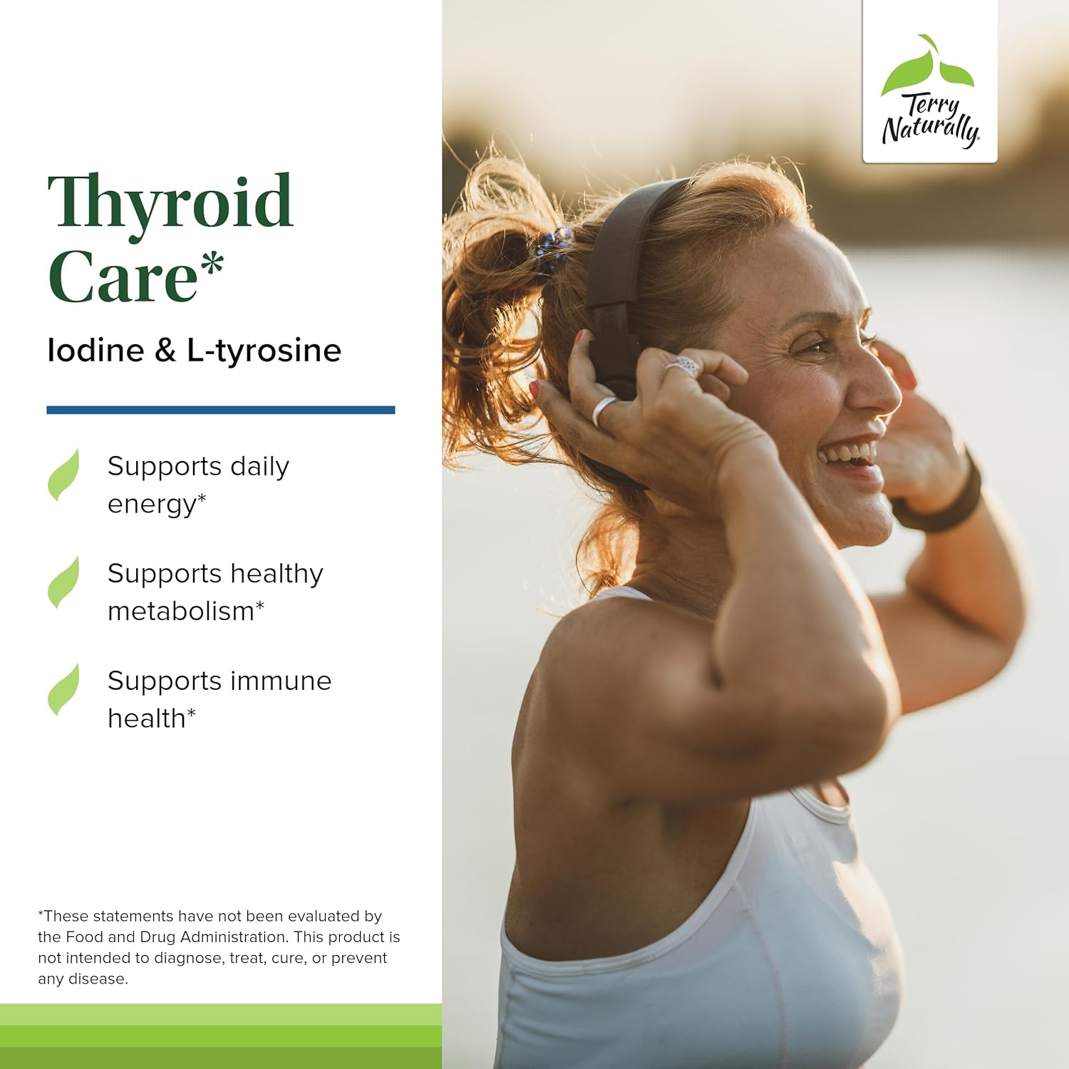 Terry Naturally Thyroid Care: Immune & Energy Support - Iodine Supplement for Thyroid Health - L-Tyrosine Wellness - 240 Capsules