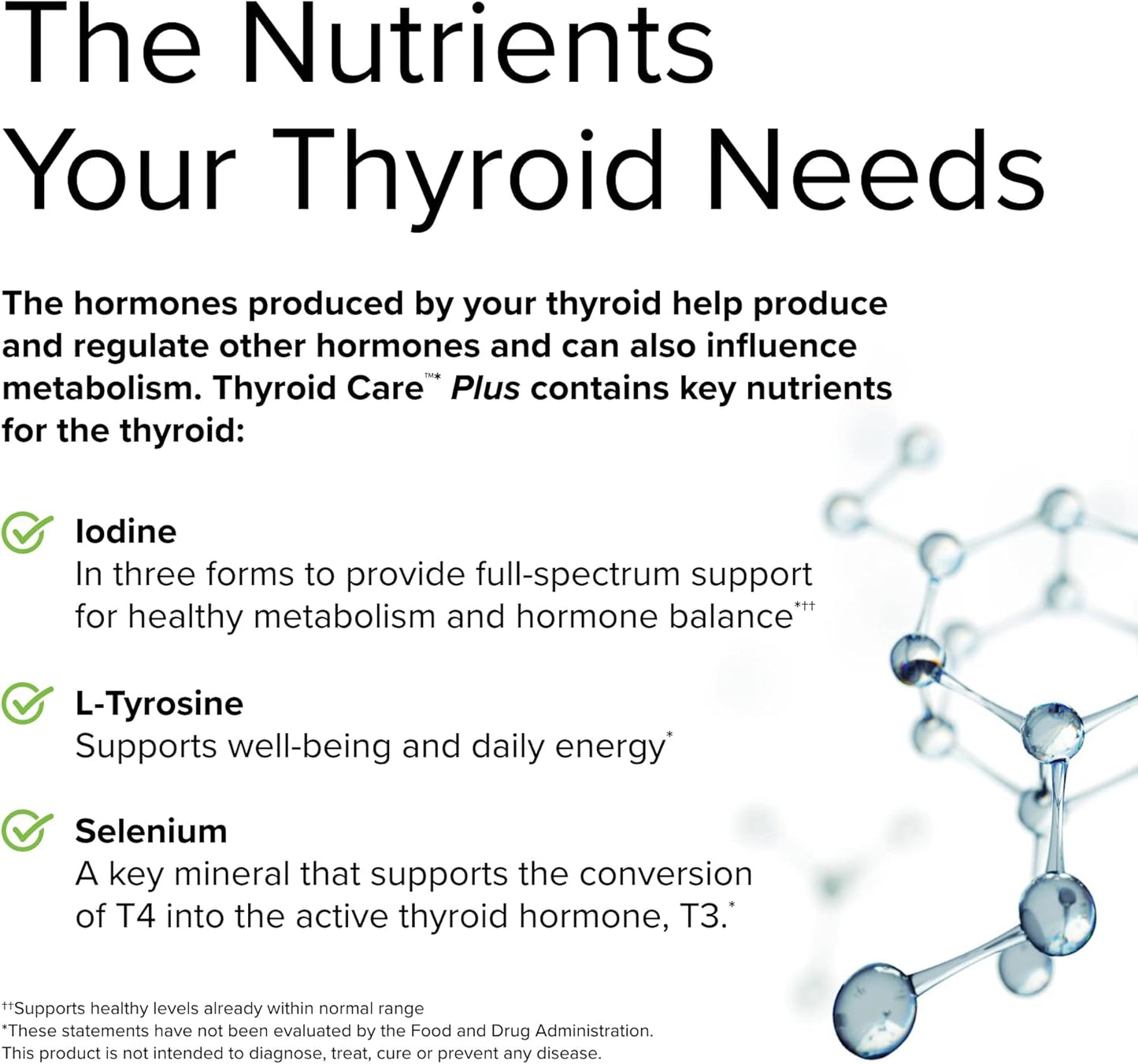 Terry Naturally Thyroid Care Plus: Energy & Hair Support Supplement - L-Tyrosine & Selenium - 60 Capsules (2 Pack)