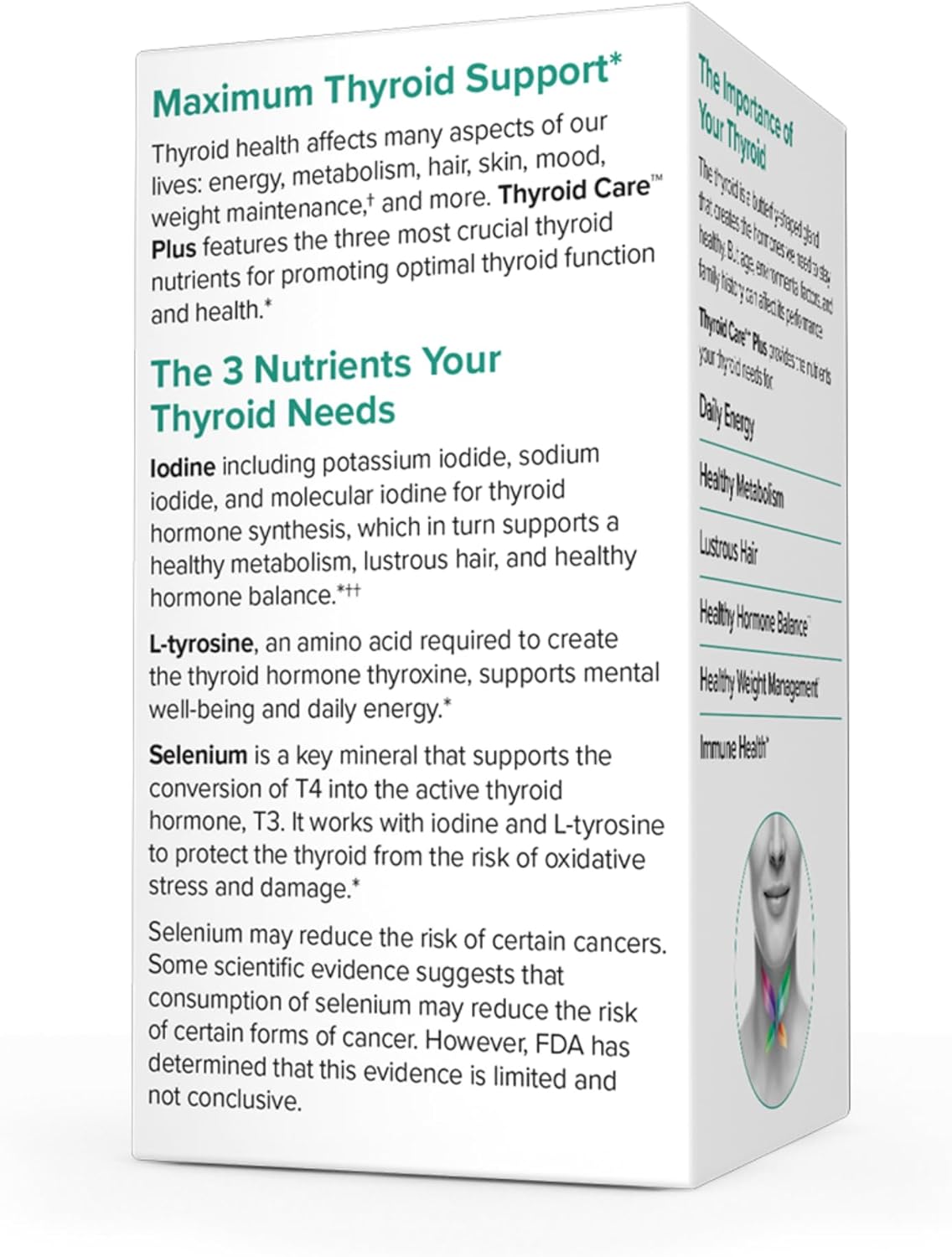 Terry Naturally Thyroid Care Plus: Energy & Hair Support Supplement - L-Tyrosine & Selenium - 60 Capsules (2 Pack)