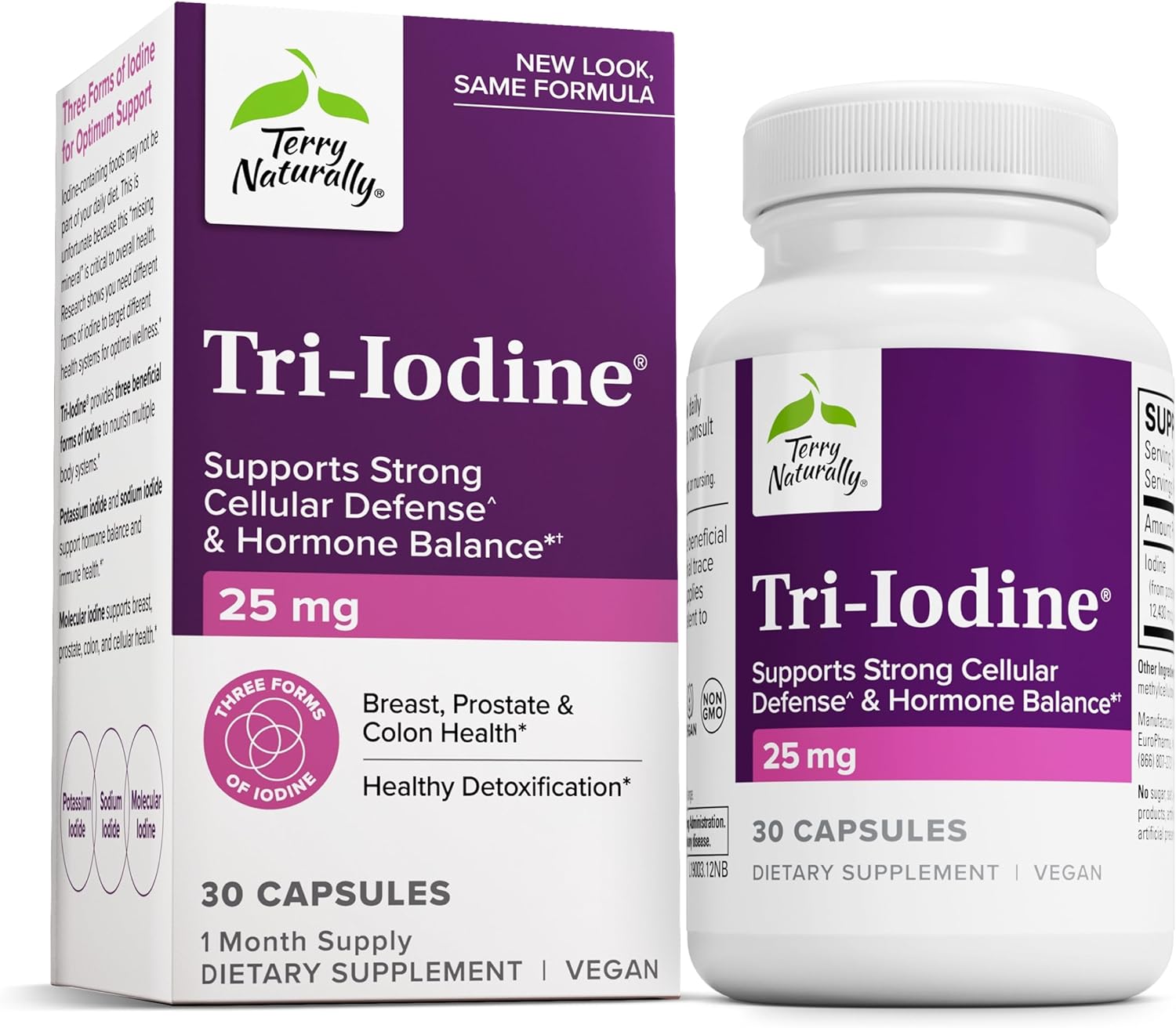 Terry Naturally Tri-Iodine Capsules - Supports Breast & Prostate Health - Promotes Healthy Thyroid Function - 25mg, 30 Count
