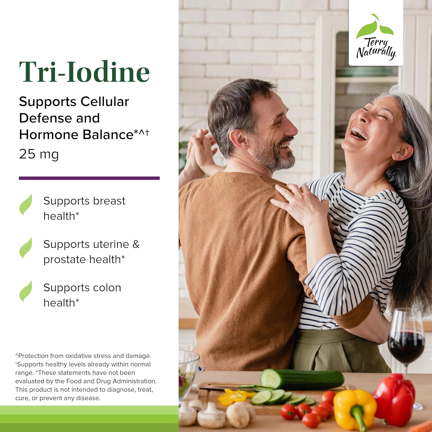 Terry Naturally Tri-Iodine Capsules - Supports Breast & Prostate Health - Promotes Healthy Thyroid Function - 25mg, 30 Count