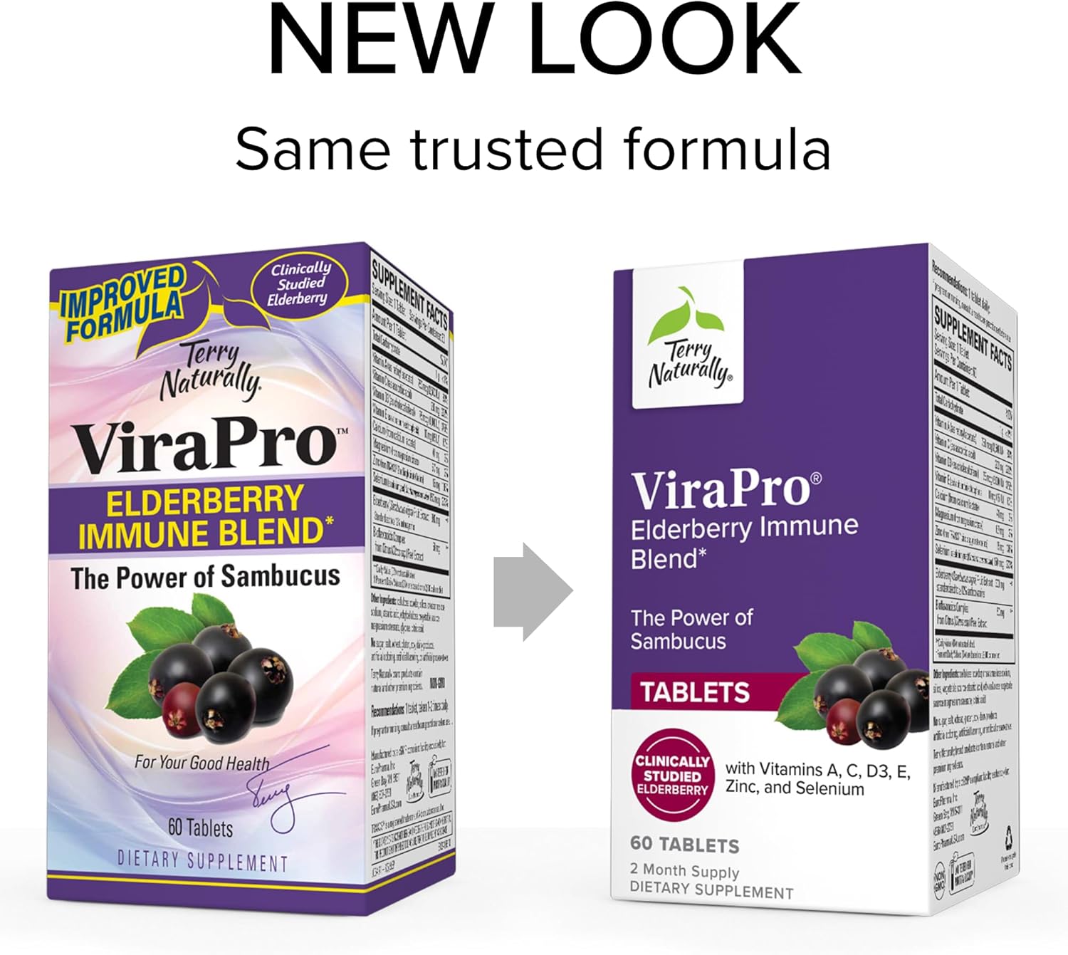 Terry Naturally ViraPro Herbal Blend Supplement for Immune Support - Elderberry, Zinc & Selenium - Boost Immune Response - 120 Tablets