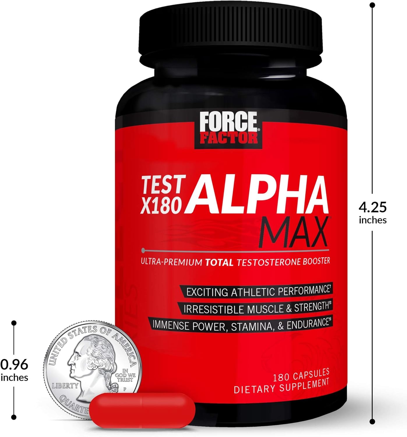Test X180 Alpha Max Total Testosterone and Nitric Oxide Booster for Men - 180 Capsules, Fenugreek Seed and Tribulus for Improved Athletic Performance and Blood Flow