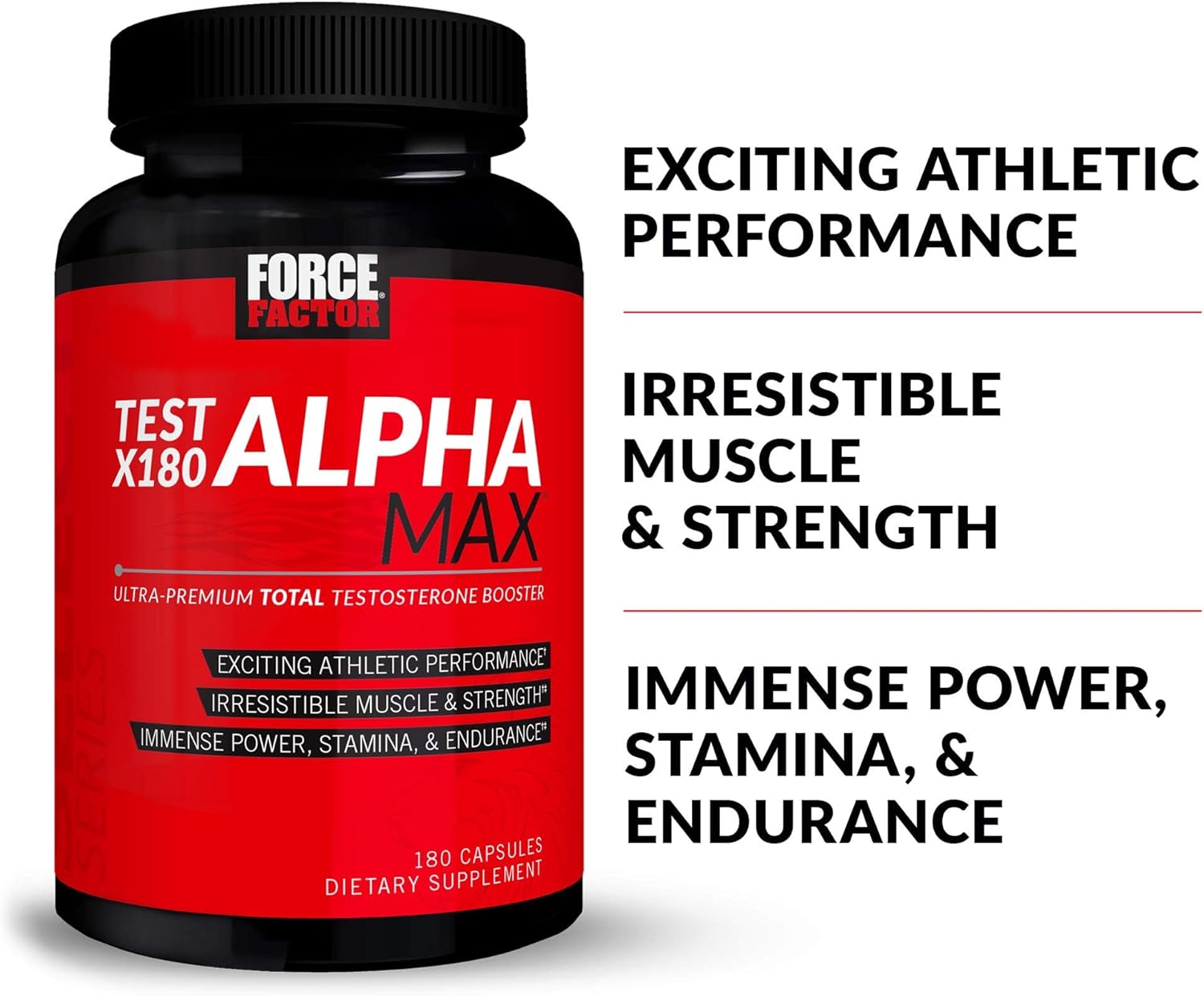 Test X180 Alpha Max Total Testosterone and Nitric Oxide Booster for Men - 180 Capsules, Fenugreek Seed and Tribulus for Improved Athletic Performance and Blood Flow