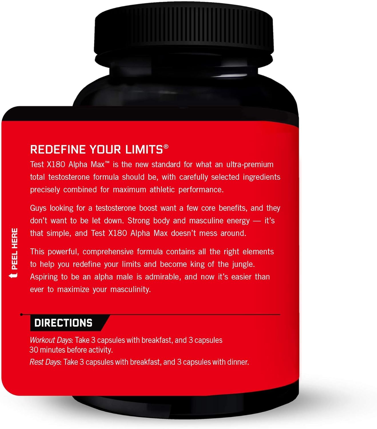 Test X180 Alpha Max Total Testosterone and Nitric Oxide Booster for Men - 180 Capsules, Fenugreek Seed and Tribulus for Improved Athletic Performance and Blood Flow