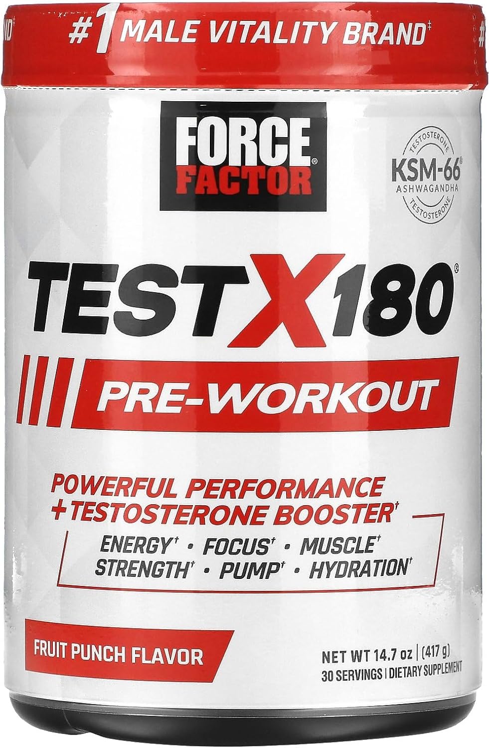 Test X180 Pre-Workout Powder: Boost Focus, Endurance & Muscle Strength, Energy Supplement with Nitric Oxide, Ashwagandha, L-Citrulline - Fruit Punch, 30 Servings