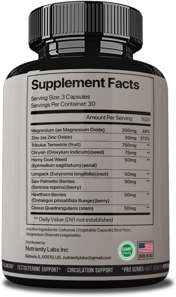 Testo Prime Advanced Formula Dietary Supplements - 90 Vegetable Capsules, 1 Month Supply