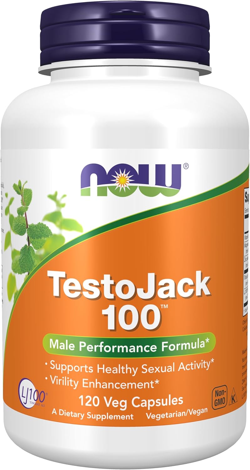 TestoJack™ 100 with LJ100® Supplement - Tongkat Ali, Tribulus, and ZMA® - 120 Veg Capsules by NOW Foods