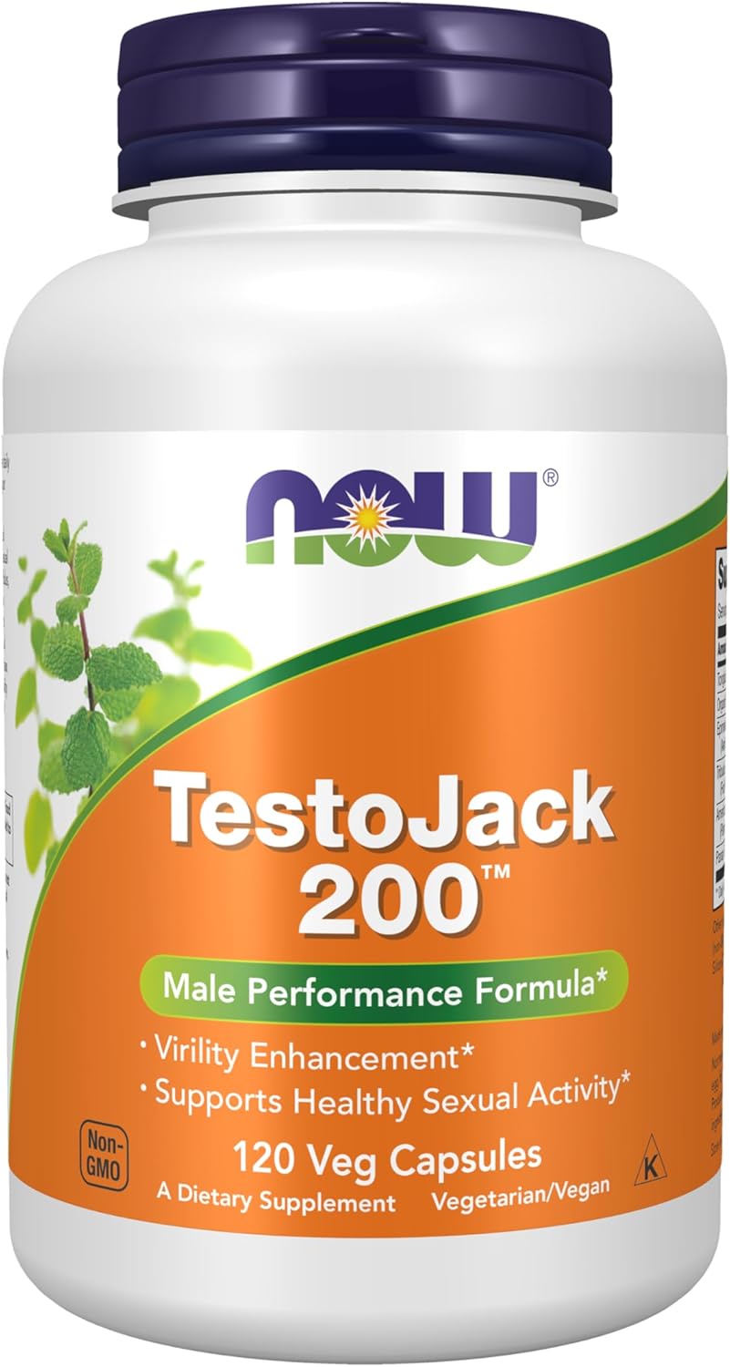 TestoJack™ 200 Supplement with Tongkat Ali, Tribulus, Maca, and Horny Goat Weed - 120 Veg Capsules by NOW Foods
