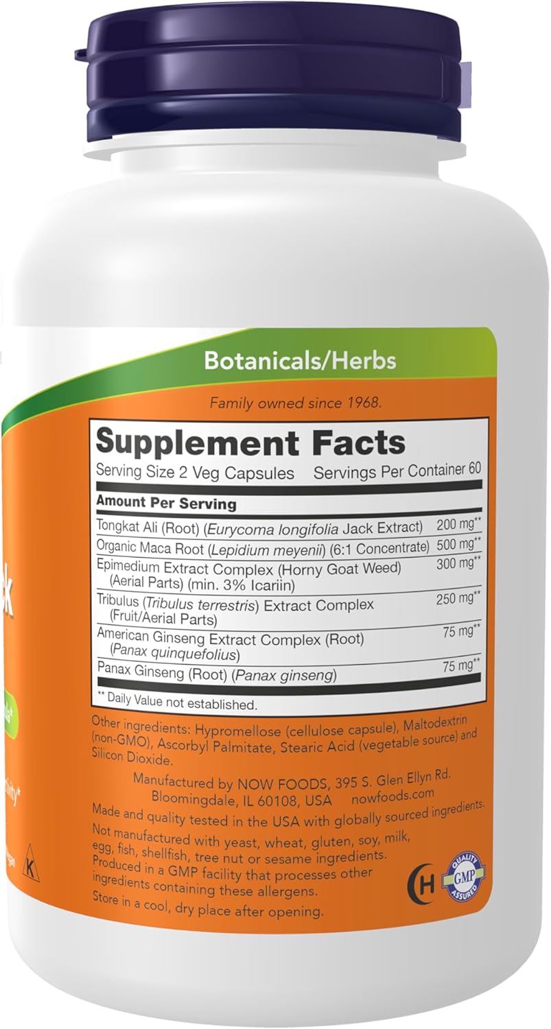 TestoJack™ 200 Supplement with Tongkat Ali, Tribulus, Maca, and Horny Goat Weed - 120 Veg Capsules by NOW Foods