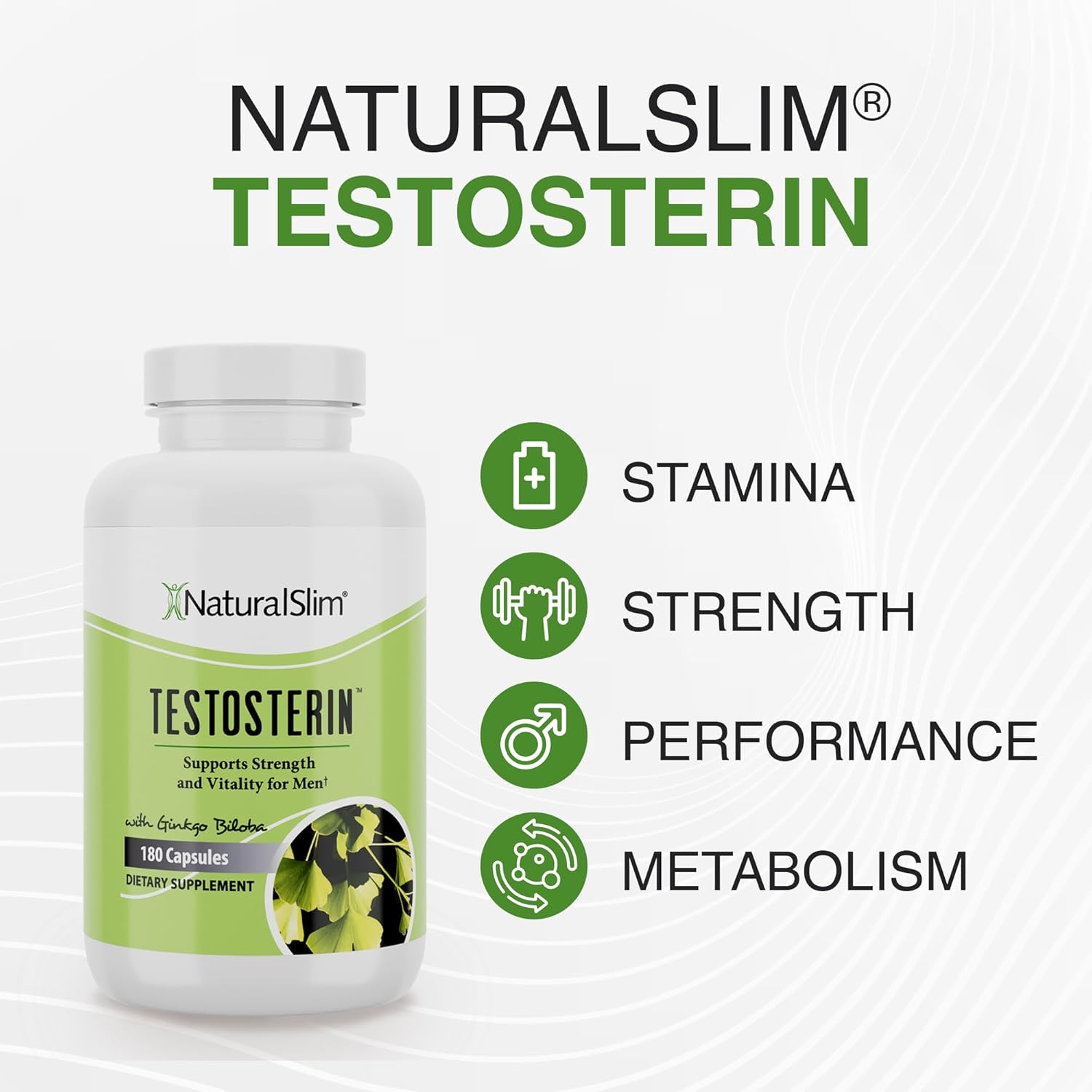 Testosterin Men's Multivitamin Strength & Stamina Enhancer with Zinc & Vitamin B3 - Muscle Support, Stamina, Metabolism - 180 Capsules