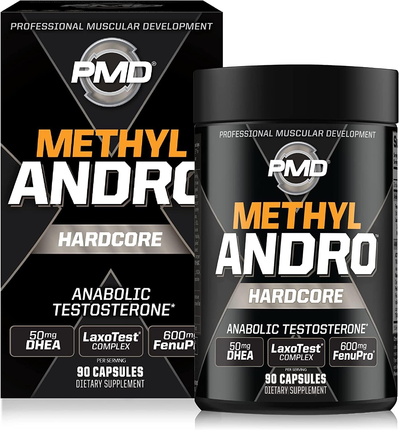 Testosterone Support Dietary Supplement for Lean Muscle & Strength Gains - PMD Methyl Andro Hardcore (90 Capsules)