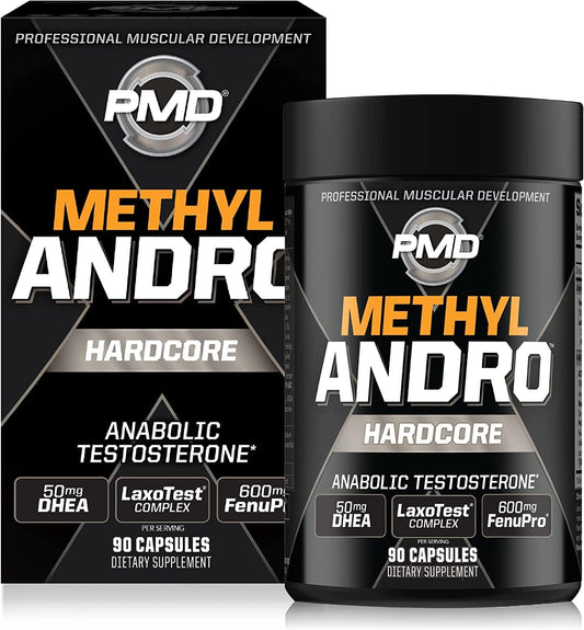 Testosterone Support Dietary Supplement for Lean Muscle & Strength Gains - PMD Methyl Andro Hardcore (90 Capsules)