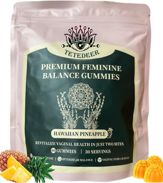 Tetedeer Vital Source Premium Women's Health Gummies - Pineapple Flavor, 60 Count, Vegan & Gluten-Free with Immune Support