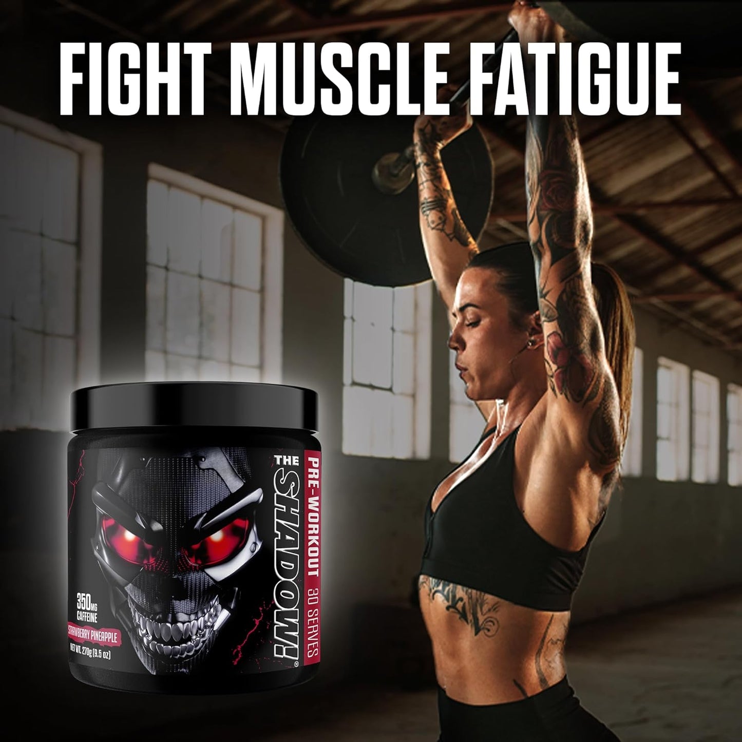 The Shadow Preworkout: Strawberry Pineapple Flavor, 350mg Caffeine for Enhanced Energy and Focus - 30 Servings for Men & Women