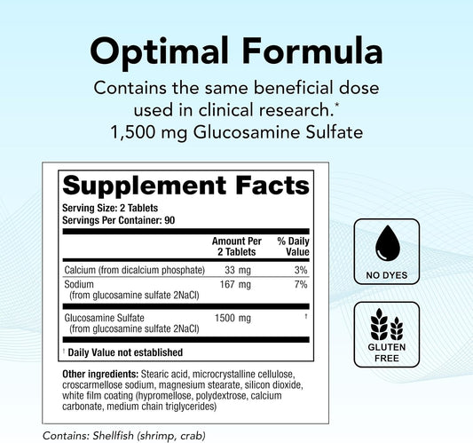 Theralogix OptiFlex-G Glucosamine Sulfate 180 Tablets - Joint Support Supplement for Men & Women - NSF Certified - 90-Day Supply