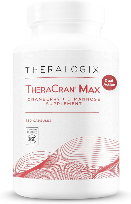 Theralogix TheraCran Max 180 Capsules - Cranberry & D-Mannose Supplement for Urinary Tract Health - Men & Women - NSF Certified - 90-Day Supply