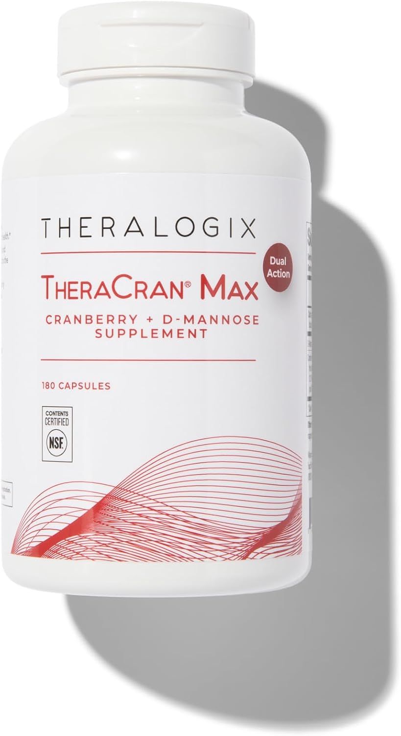 Theralogix TheraCran Max 180 Capsules - Cranberry & D-Mannose Supplement for Urinary Tract Health - Men & Women - NSF Certified - 90-Day Supply