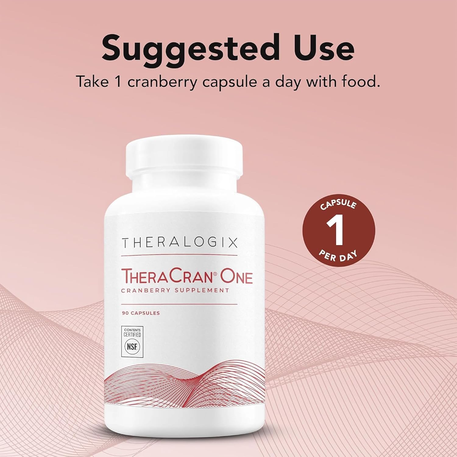 Theralogix TheraCran One Cranberry Capsules - 180-Day Supply - Urinary Tract Health Supplement - 36mg PACs - NSF Certified - 180 Count
