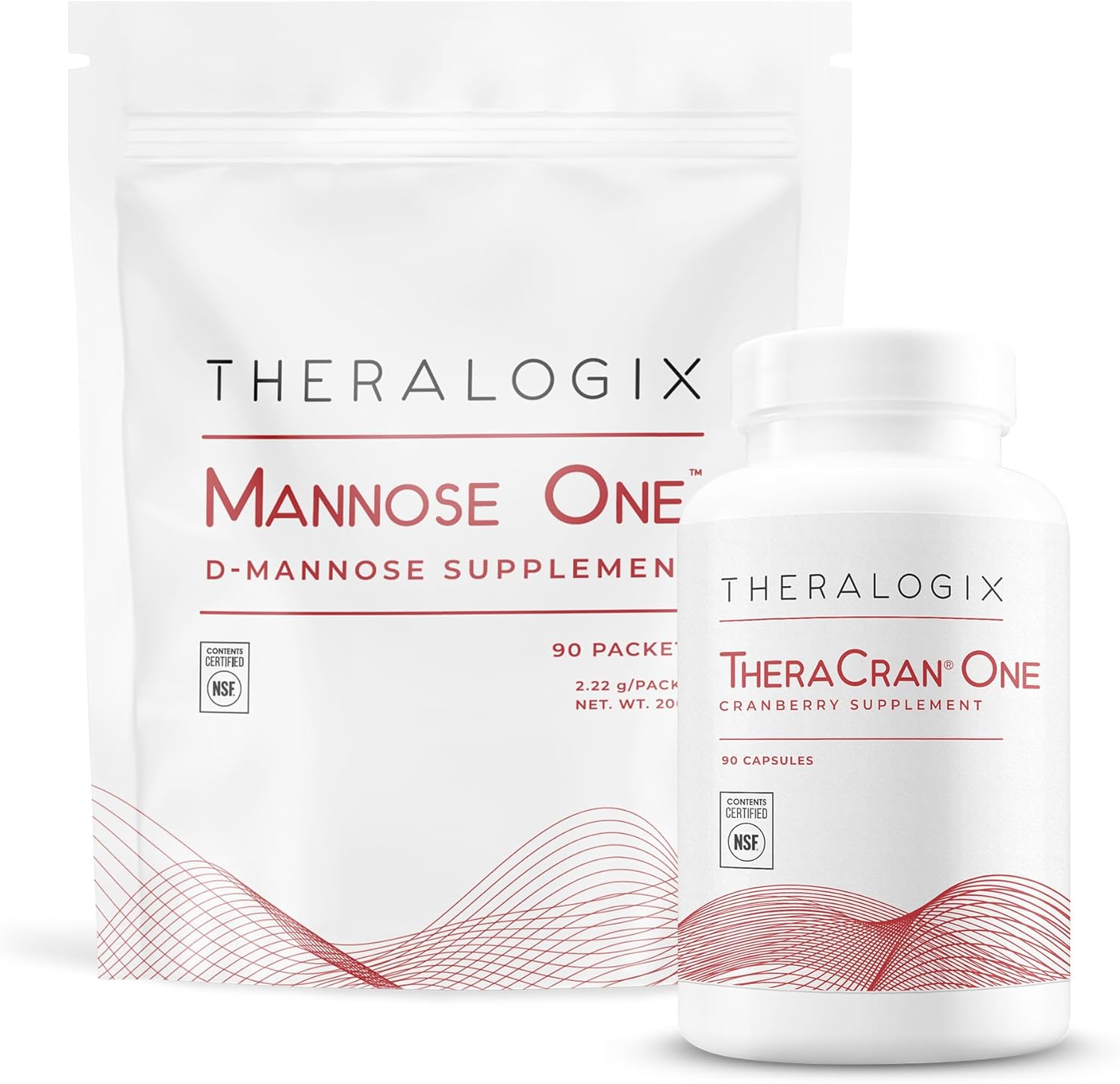 Theralogix TheraCran One + Mannose One Bundle - 90 Count Capsules & 7.05 Ounce Powder (Pack of 2)