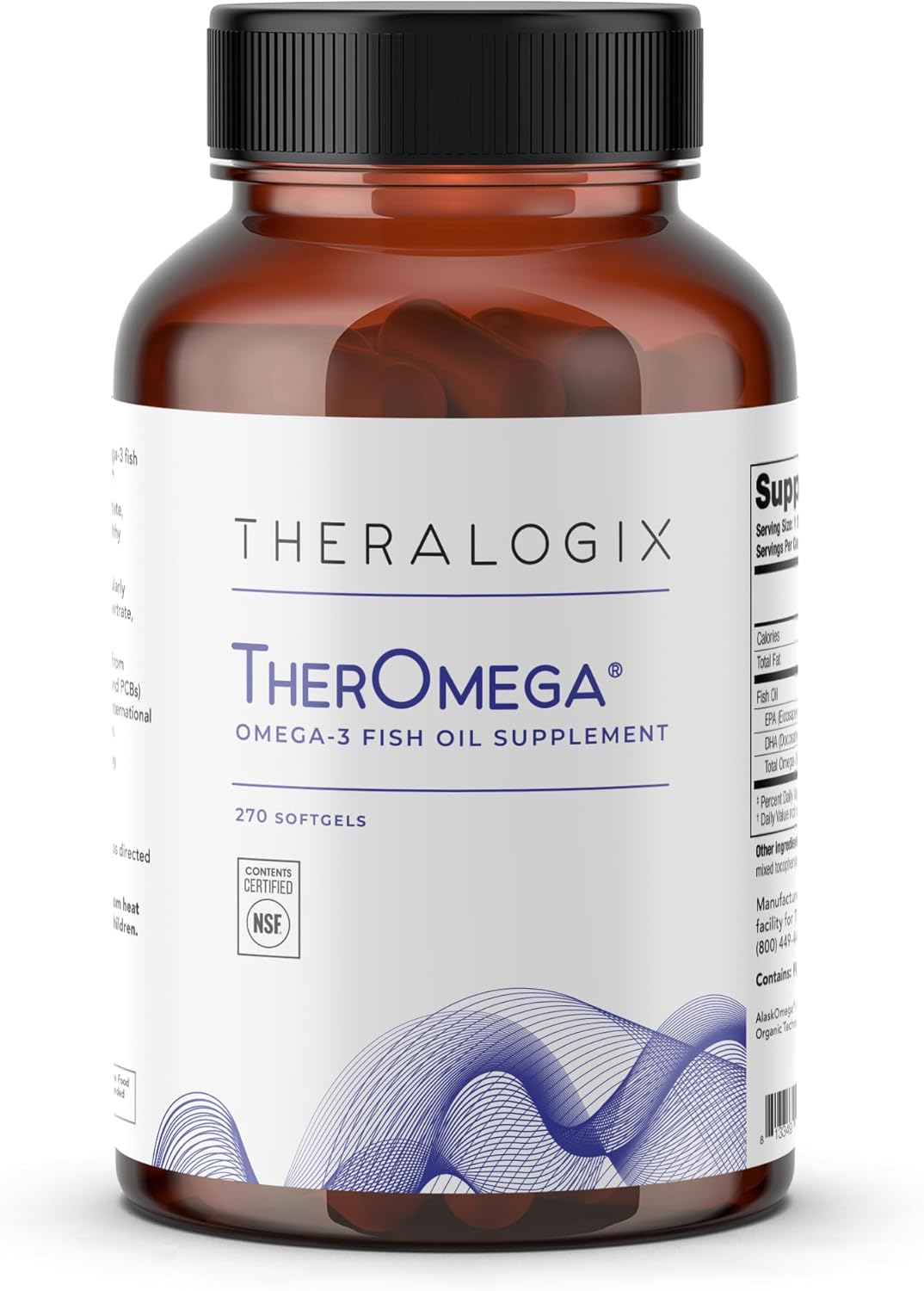 Theralogix TherOmega Omega-3 Fish Oil Supplement - 270 Softgels - Supports Heart, Brain, Immune & Joint Health - 700 mg DHA & EPA - Wild Alaska Pollock
