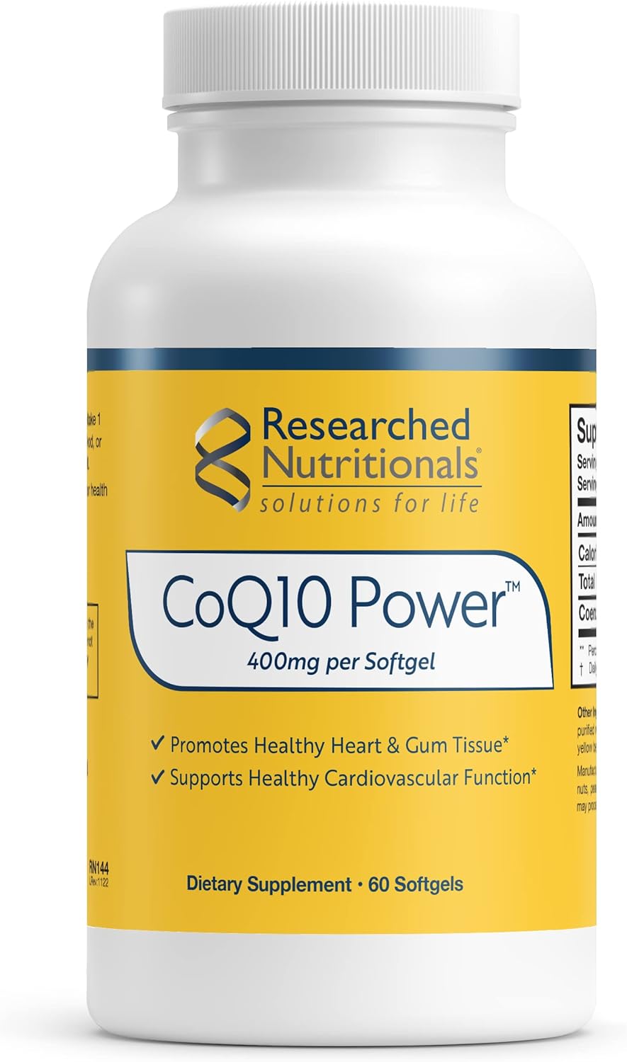 Therapeutic-Strength CoQ10 400mg Softgels for Natural Energy & Heart Health - Research Backed Coenzyme Q10 Supplement (60 Softgels)